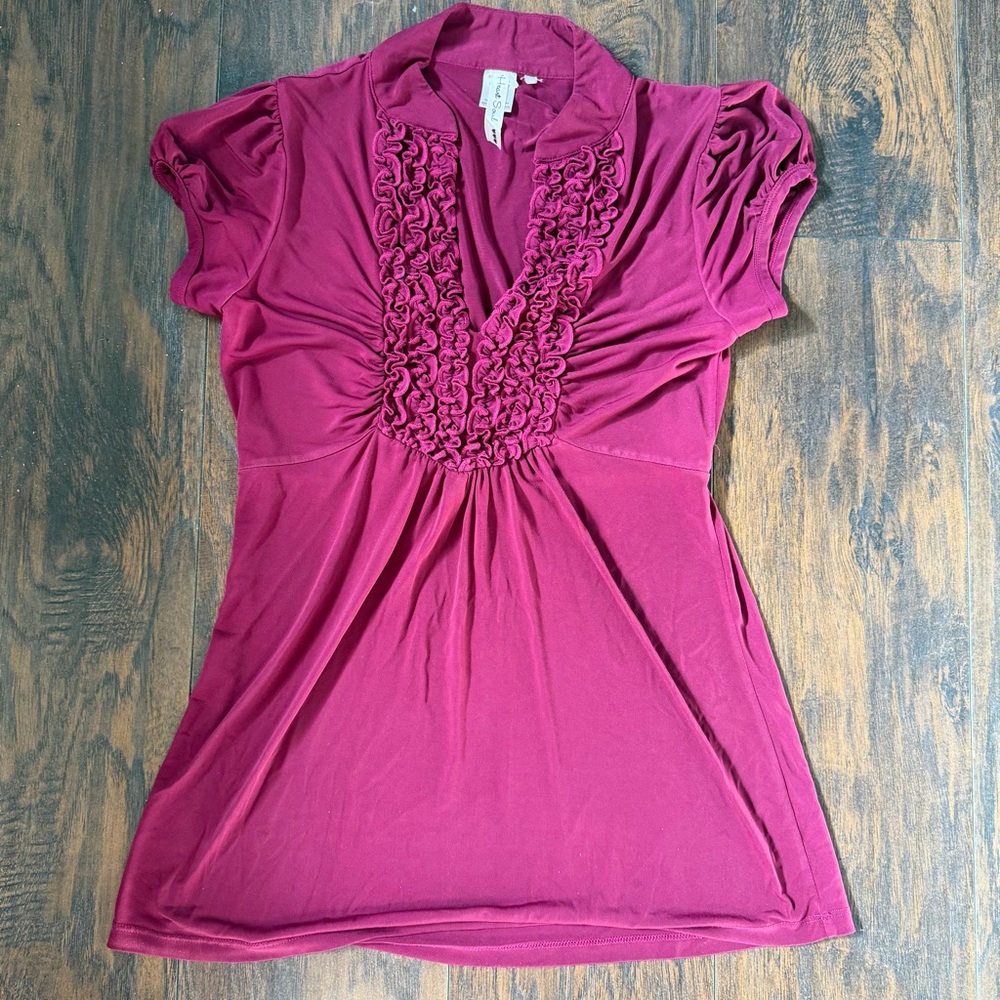Heart Soul Magenta Ruffled Blouse